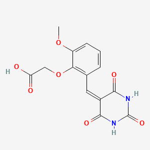 molecular formula C14H12N2O7 B5115526 {2-methoxy-6-[(2,4,6-trioxotetrahydro-5(2H)-pyrimidinylidene)methyl]phenoxy}acetic acid 