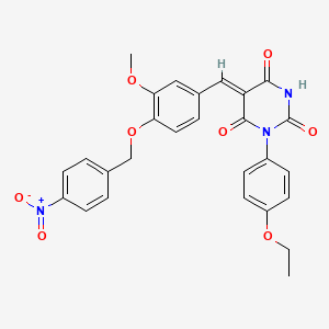 molecular formula C27H23N3O8 B5115536 1-(4-ethoxyphenyl)-5-{3-methoxy-4-[(4-nitrobenzyl)oxy]benzylidene}-2,4,6(1H,3H,5H)-pyrimidinetrione 