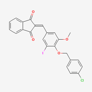 molecular formula C24H16ClIO4 B5115542 2-{4-[(4-chlorobenzyl)oxy]-3-iodo-5-methoxybenzylidene}-1H-indene-1,3(2H)-dione 