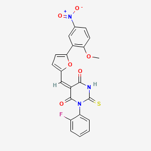 molecular formula C22H14FN3O6S B5115567 1-(2-fluorophenyl)-5-{[5-(2-methoxy-5-nitrophenyl)-2-furyl]methylene}-2-thioxodihydro-4,6(1H,5H)-pyrimidinedione 