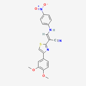 molecular formula C20H16N4O4S B5115617 2-[4-(3,4-dimethoxyphenyl)-1,3-thiazol-2-yl]-3-[(4-nitrophenyl)amino]acrylonitrile 