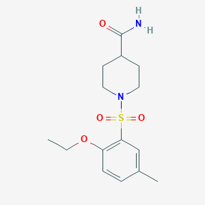 molecular formula C15H22N2O4S B511568 1-[(2-Ethoxy-5-methylphenyl)sulfonyl]-4-piperidinecarboxamide CAS No. 718602-25-6