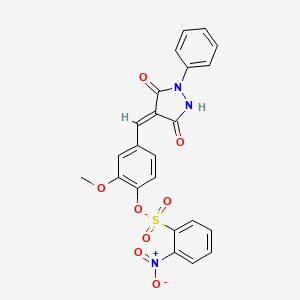 molecular formula C23H17N3O8S B5115723 4-[(3,5-dioxo-1-phenyl-4-pyrazolidinylidene)methyl]-2-methoxyphenyl 2-nitrobenzenesulfonate 