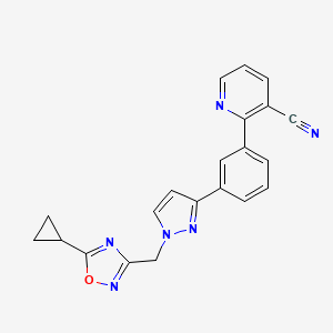 2-(3-{1-[(5-cyclopropyl-1,2,4-oxadiazol-3-yl)methyl]-1H-pyrazol-3-yl}phenyl)nicotinonitrile