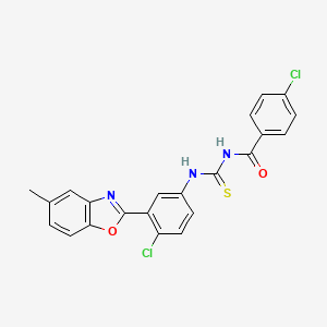 molecular formula C22H15Cl2N3O2S B5115886 4-chloro-N-({[4-chloro-3-(5-methyl-1,3-benzoxazol-2-yl)phenyl]amino}carbonothioyl)benzamide 