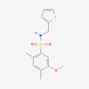 molecular formula C14H17NO3S2 B511590 5-methoxy-2,4-dimethyl-N-(2-thienylmethyl)benzenesulfonamide CAS No. 873580-61-1