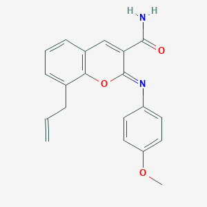 2-(4-Methoxyphenyl)imino-8-prop-2-enylchromene-3-carboxamide