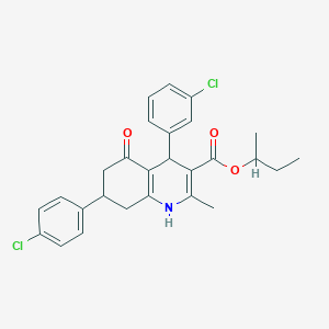 molecular formula C27H27Cl2NO3 B5116059 sec-butyl 4-(3-chlorophenyl)-7-(4-chlorophenyl)-2-methyl-5-oxo-1,4,5,6,7,8-hexahydro-3-quinolinecarboxylate 