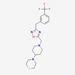 molecular formula C20H25F3N4OS B5116082 4-[1-({3-[3-(trifluoromethyl)benzyl]-1,2,4-oxadiazol-5-yl}methyl)-4-piperidinyl]thiomorpholine 