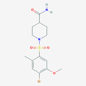 molecular formula C14H19BrN2O4S B511610 1-((4-Bromo-5-methoxy-2-methylphenyl)sulfonyl)piperidine-4-carboxamide CAS No. 898647-10-4