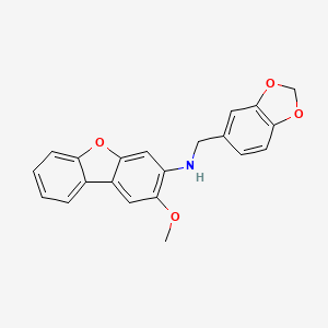 molecular formula C21H17NO4 B5116183 (1,3-benzodioxol-5-ylmethyl)(2-methoxydibenzo[b,d]furan-3-yl)amine 