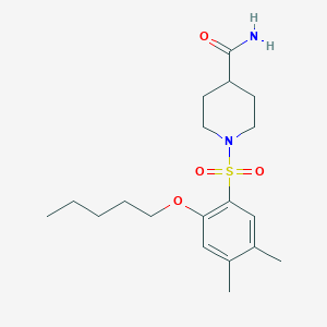 molecular formula C19H30N2O4S B511629 1-[4,5-Dimethyl-2-(pentyloxy)benzenesulfonyl]piperidine-4-carboxamide CAS No. 950241-54-0