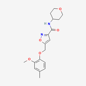 molecular formula C18H22N2O5 B5116293 5-[(2-methoxy-4-methylphenoxy)methyl]-N-(tetrahydro-2H-pyran-4-yl)-3-isoxazolecarboxamide 