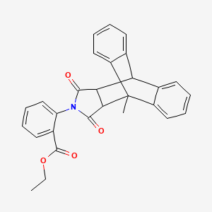 molecular formula C28H23NO4 B5116327 ethyl 2-(1-methyl-16,18-dioxo-17-azapentacyclo[6.6.5.0~2,7~.0~9,14~.0~15,19~]nonadeca-2,4,6,9,11,13-hexaen-17-yl)benzoate 