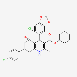 cyclohexyl 4-(6-chloro-1,3-benzodioxol-5-yl)-7-(4-chlorophenyl)-2-methyl-5-oxo-1,4,5,6,7,8-hexahydro-3-quinolinecarboxylate