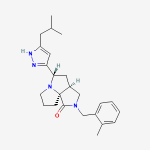 molecular formula C24H32N4O B5116348 (3aS*,5S*,9aS*)-5-(5-isobutyl-1H-pyrazol-3-yl)-2-(2-methylbenzyl)hexahydro-7H-pyrrolo[3,4-g]pyrrolizin-1(2H)-one 