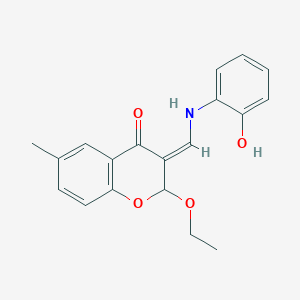 2-ethoxy-3-{[(2-hydroxyphenyl)amino]methylene}-6-methyl-2,3-dihydro-4H-chromen-4-one