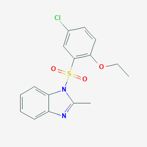 molecular formula C16H15ClN2O3S B511643 4-Chloro-1-ethoxy-2-[(2-methylbenzimidazolyl)sulfonyl]benzene CAS No. 1043690-18-1