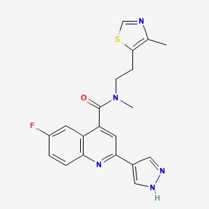 molecular formula C20H18FN5OS B5116456 6-fluoro-N-methyl-N-[2-(4-methyl-1,3-thiazol-5-yl)ethyl]-2-(1H-pyrazol-4-yl)-4-quinolinecarboxamide 