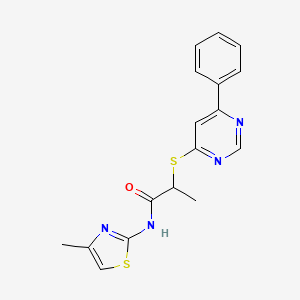 molecular formula C17H16N4OS2 B5116478 N-(4-methyl-1,3-thiazol-2-yl)-2-[(6-phenyl-4-pyrimidinyl)thio]propanamide 