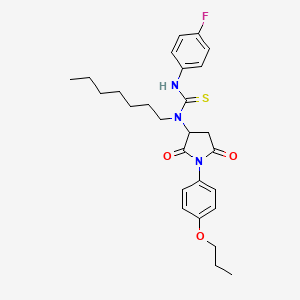 molecular formula C27H34FN3O3S B5116492 N-[2,5-dioxo-1-(4-propoxyphenyl)-3-pyrrolidinyl]-N'-(4-fluorophenyl)-N-heptylthiourea 