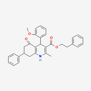 molecular formula C32H31NO4 B5116557 2-phenylethyl 4-(2-methoxyphenyl)-2-methyl-5-oxo-7-phenyl-1,4,5,6,7,8-hexahydro-3-quinolinecarboxylate 