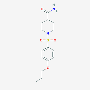 molecular formula C15H22N2O4S B511668 1-(4-Propoxybenzenesulfonyl)piperidine-4-carboxamide CAS No. 950253-45-9