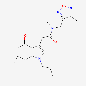 molecular formula C21H30N4O3 B5116687 N-methyl-N-[(4-methyl-1,2,5-oxadiazol-3-yl)methyl]-2-(2,6,6-trimethyl-4-oxo-1-propyl-4,5,6,7-tetrahydro-1H-indol-3-yl)acetamide 