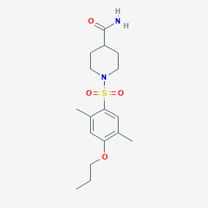 molecular formula C17H26N2O4S B511669 1-(2,5-Dimethyl-4-propoxybenzenesulfonyl)piperidine-4-carboxamide CAS No. 950247-26-4