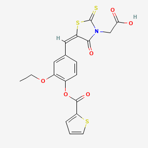 molecular formula C19H15NO6S3 B5116708 (5-{3-ethoxy-4-[(2-thienylcarbonyl)oxy]benzylidene}-4-oxo-2-thioxo-1,3-thiazolidin-3-yl)acetic acid 