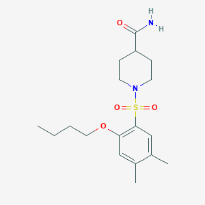 molecular formula C18H28N2O4S B511677 1-(2-Butoxy-4,5-dimethylbenzenesulfonyl)piperidine-4-carboxamide CAS No. 950246-95-4