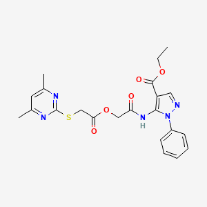 molecular formula C22H23N5O5S B5116799 ethyl 5-{[({[(4,6-dimethyl-2-pyrimidinyl)thio]acetyl}oxy)acetyl]amino}-1-phenyl-1H-pyrazole-4-carboxylate 