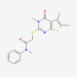 molecular formula C18H19N3O2S2 B5116811 N-methyl-N-phenyl-2-[(3,5,6-trimethyl-4-oxo-3,4-dihydrothieno[2,3-d]pyrimidin-2-yl)thio]acetamide 