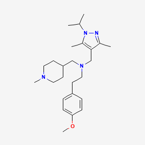 molecular formula C25H40N4O B5116821 N-[(1-isopropyl-3,5-dimethyl-1H-pyrazol-4-yl)methyl]-2-(4-methoxyphenyl)-N-[(1-methyl-4-piperidinyl)methyl]ethanamine 