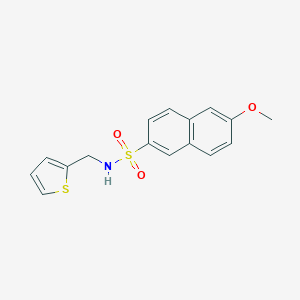 molecular formula C16H15NO3S2 B511684 6-methoxy-N-[(thiophen-2-yl)methyl]naphthalene-2-sulfonamide CAS No. 914231-89-3