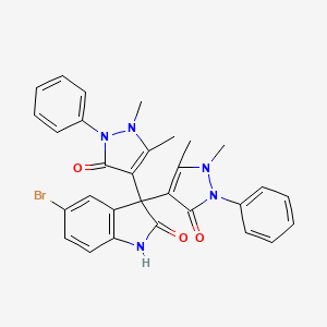 molecular formula C30H26BrN5O3 B5116852 5-bromo-3,3-bis(1,5-dimethyl-3-oxo-2-phenyl-2,3-dihydro-1H-pyrazol-4-yl)-1,3-dihydro-2H-indol-2-one 