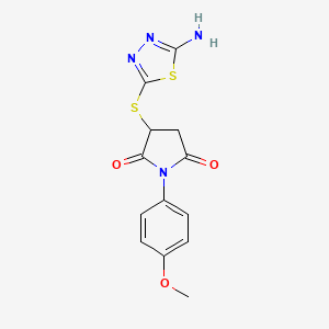 molecular formula C13H12N4O3S2 B5116882 3-[(5-amino-1,3,4-thiadiazol-2-yl)thio]-1-(4-methoxyphenyl)-2,5-pyrrolidinedione 