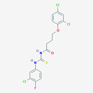 molecular formula C17H14Cl3FN2O2S B5116885 N-{[(3-chloro-4-fluorophenyl)amino]carbonothioyl}-4-(2,4-dichlorophenoxy)butanamide 