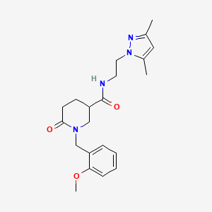 molecular formula C21H28N4O3 B5116920 N-[2-(3,5-dimethyl-1H-pyrazol-1-yl)ethyl]-1-(2-methoxybenzyl)-6-oxo-3-piperidinecarboxamide CAS No. 1135389-85-3