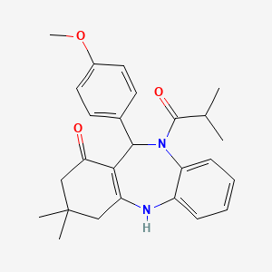 molecular formula C26H30N2O3 B5116938 10-isobutyryl-11-(4-methoxyphenyl)-3,3-dimethyl-2,3,4,5,10,11-hexahydro-1H-dibenzo[b,e][1,4]diazepin-1-one 