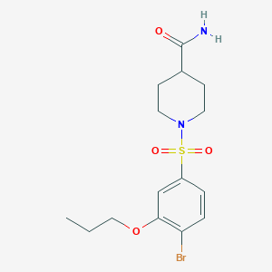 molecular formula C15H21BrN2O4S B511694 1-(4-Bromo-3-propoxybenzenesulfonyl)piperidine-4-carboxamide CAS No. 914619-55-9