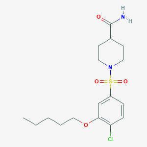 1-[(4-Chloro-3-pentyloxyphenyl)sulfonyl]piperidine-4-carboxamide