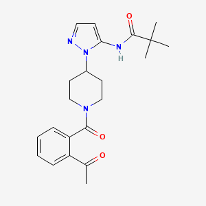 molecular formula C22H28N4O3 B5116959 N-{1-[1-(2-acetylbenzoyl)-4-piperidinyl]-1H-pyrazol-5-yl}-2,2-dimethylpropanamide 