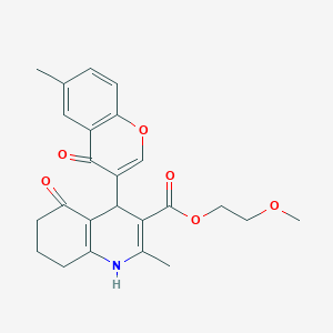 molecular formula C24H25NO6 B5117012 2-methoxyethyl 2-methyl-4-(6-methyl-4-oxo-4H-chromen-3-yl)-5-oxo-1,4,5,6,7,8-hexahydro-3-quinolinecarboxylate 
