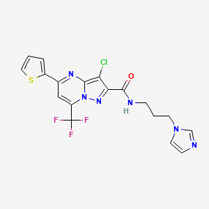 molecular formula C18H14ClF3N6OS B5117021 3-chloro-N-[3-(1H-imidazol-1-yl)propyl]-5-(2-thienyl)-7-(trifluoromethyl)pyrazolo[1,5-a]pyrimidine-2-carboxamide 