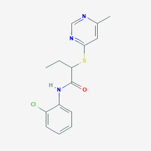 molecular formula C15H16ClN3OS B5117076 N-(2-chlorophenyl)-2-[(6-methyl-4-pyrimidinyl)thio]butanamide 