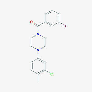molecular formula C18H18ClFN2O B511712 4-(3-Chloro-4-methylphenyl)piperazinyl 3-fluorophenyl ketone CAS No. 941010-01-1