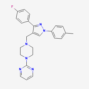molecular formula C25H25FN6 B5117269 2-(4-{[3-(4-fluorophenyl)-1-(4-methylphenyl)-1H-pyrazol-4-yl]methyl}-1-piperazinyl)pyrimidine 