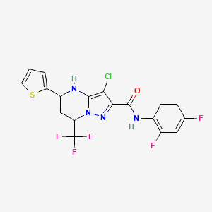 molecular formula C18H12ClF5N4OS B5117281 3-chloro-N-(2,4-difluorophenyl)-5-(2-thienyl)-7-(trifluoromethyl)-4,5,6,7-tetrahydropyrazolo[1,5-a]pyrimidine-2-carboxamide 