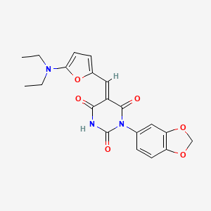 molecular formula C20H19N3O6 B5117336 1-(1,3-benzodioxol-5-yl)-5-{[5-(diethylamino)-2-furyl]methylene}-2,4,6(1H,3H,5H)-pyrimidinetrione 